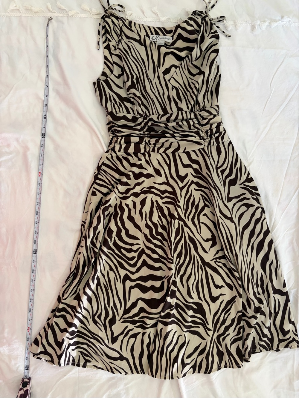 dressbarn Zebra-Print Midi Dress in Chocolate and Cream